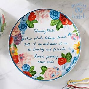NWT Molly Hatch Sharing Plate 10.5” Ceramic Floral Decorative Plate New in Box